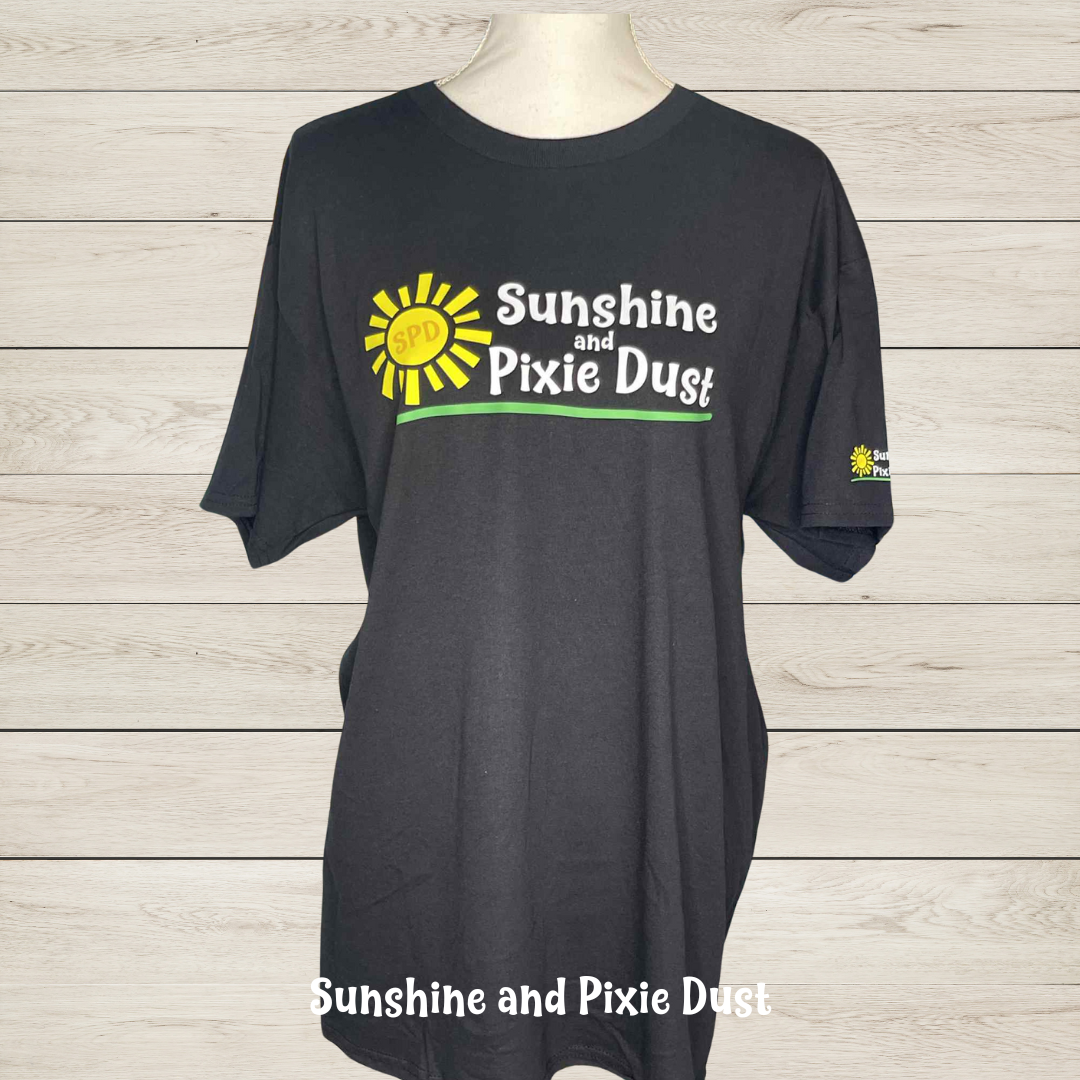 Sunshine and Pixie Dust Black T-Shirt, SPD Merch, Heavy Cotton, Unisex Fit
