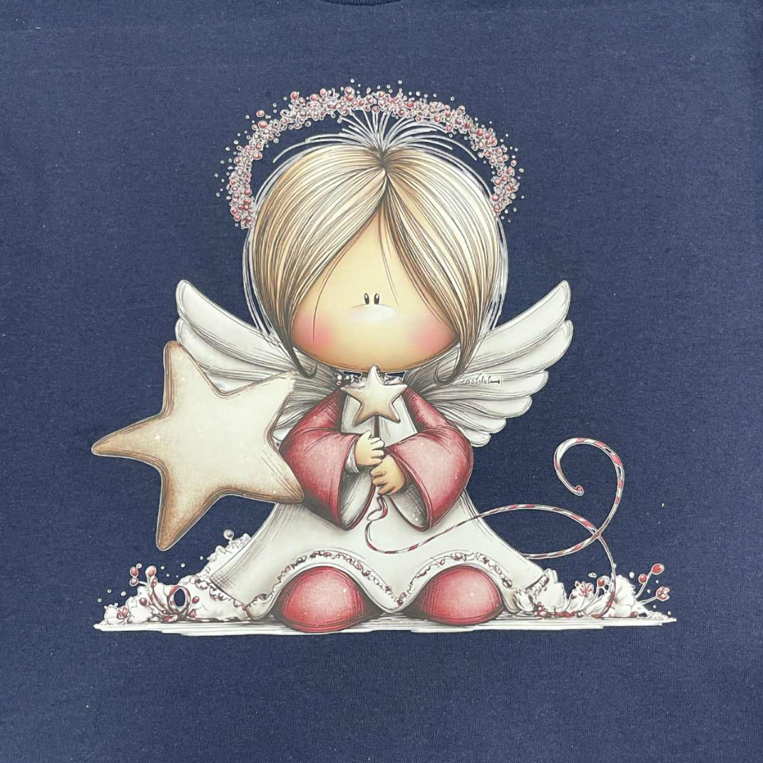 Halo of Stars Angel Christmas Long Sleeve Shirt – Sweet Holiday Angel Graphic Tee – Cute Christmas Star Halo Design