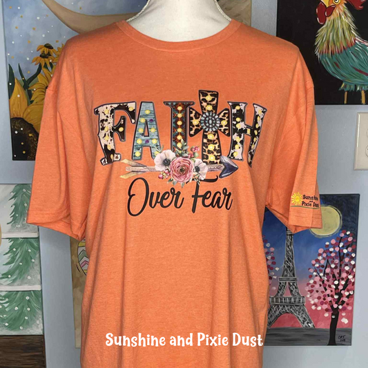 Faith Over Fear Heather Orange T-Shirt, Soft Style, Unisex Fit