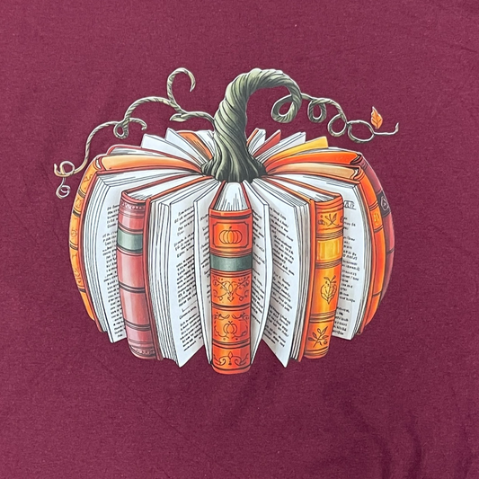 Fall Book Pumpkin T-Shirt, Fall Reading Shirt, Teacher Librarian Autumn Graphic Tee, Cozy Pumpkin Book Shirt for Women, Book Lover