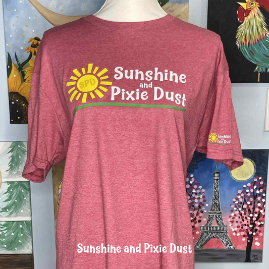 Sunshine and Pixie Dust Heather Cardinal T-Shirt, SPD Merch, Soft Style, Unisex Fit