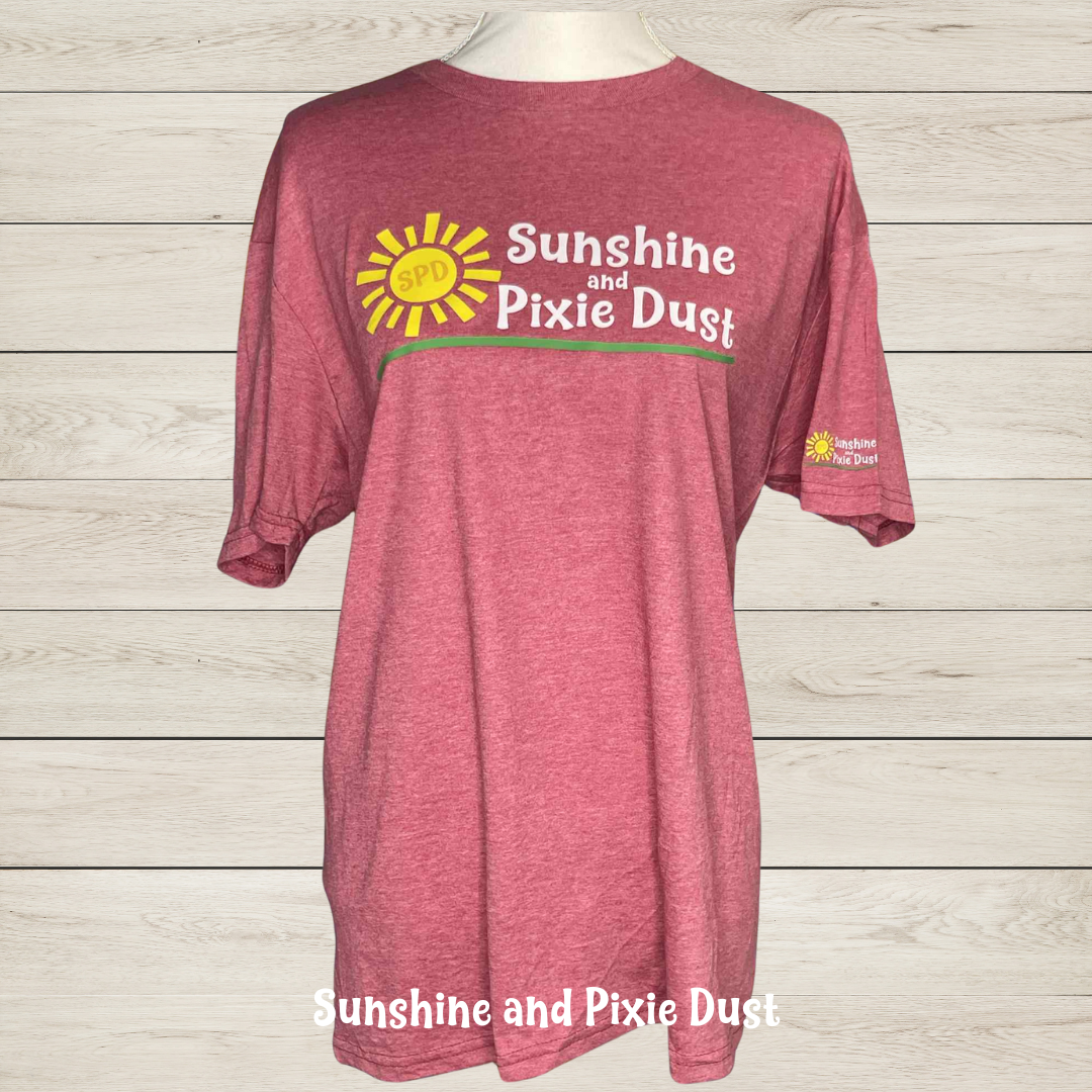 Sunshine and Pixie Dust Heather Cardinal T-Shirt, SPD Merch, Soft Style, Unisex Fit