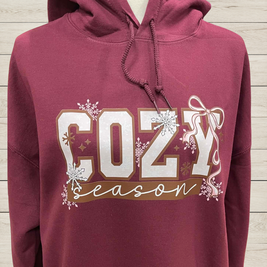 Cozy Season Hoodie Sweatshirt | Cute Holiday Hoodie | Cozy Christmas Apparel | Fall Winter Graphic Hoodie