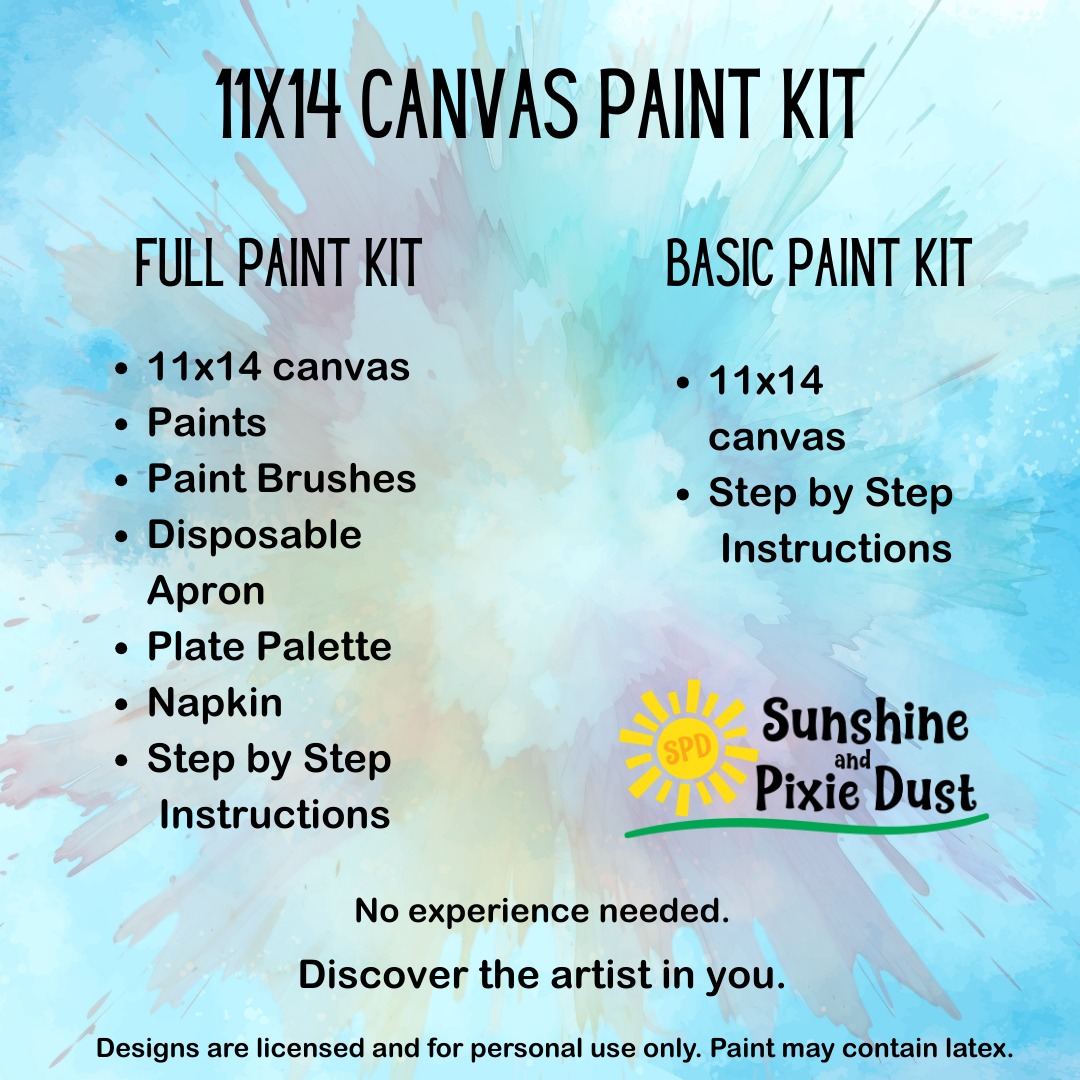 Cherry Blossoms 11x14 Canvas Paint Kit – DIY Art Set All Ages, Traced Canvas, Brushes & Instructions, Quality Craft Project Gift