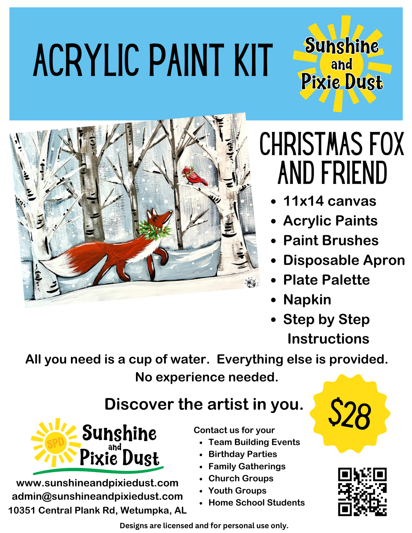Christmas Fox and Friend Paint Kit