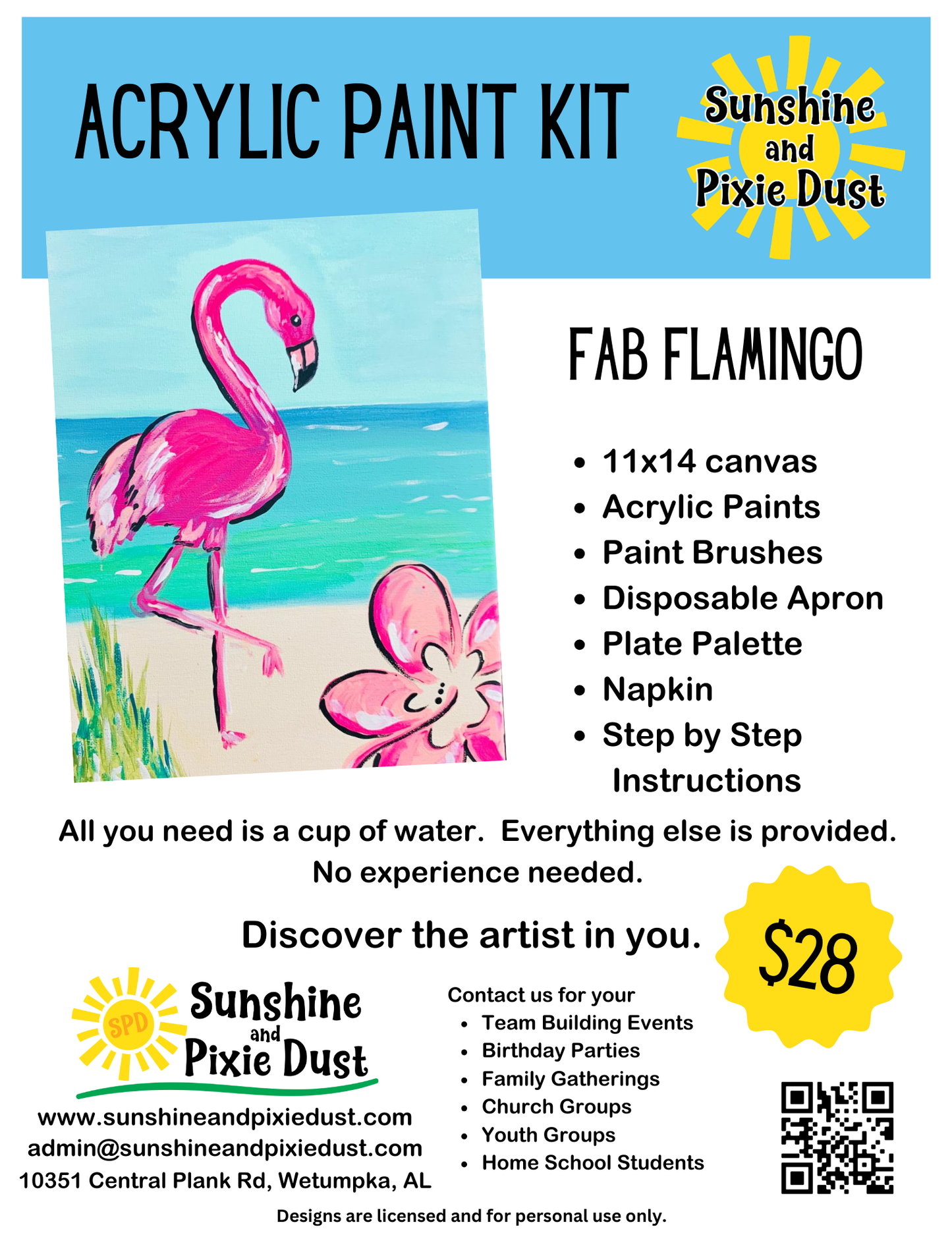 Fab Flamingo Acrylic Paint Kit