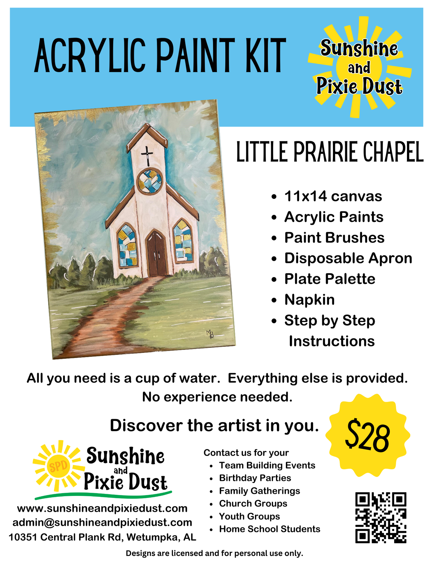 Little Prairie Chapel Acrylic Paint Kit