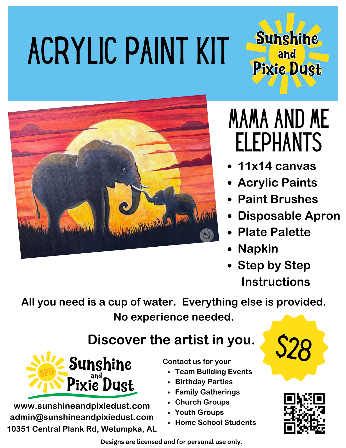 Mama and Me Elephants Acrylic Paint Kit