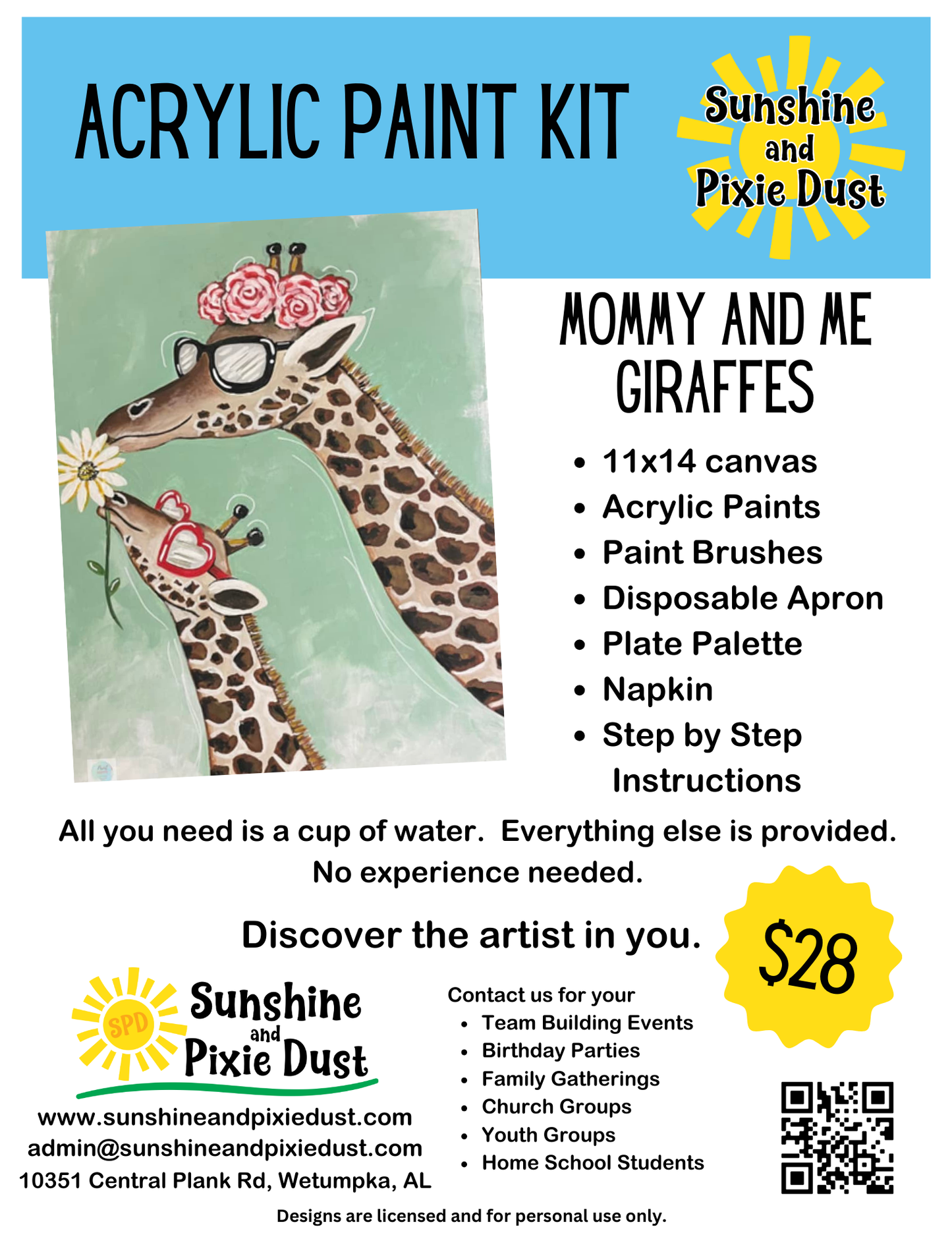 Mommy and Me Giraffes Acrylic Paint Kit
