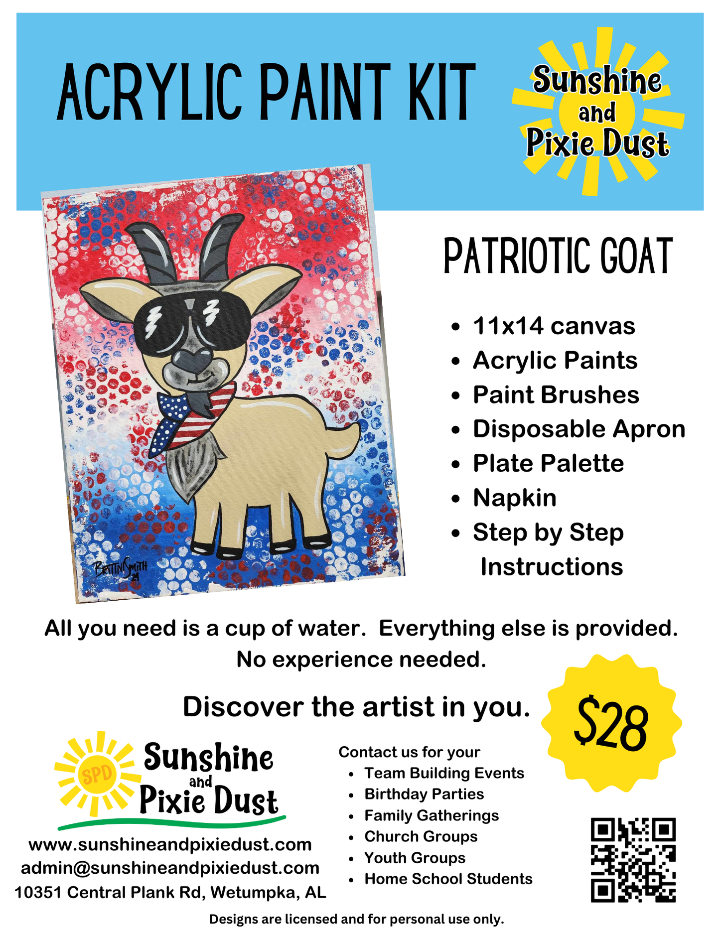 Patriotic Goat Acrylic Paint Kit