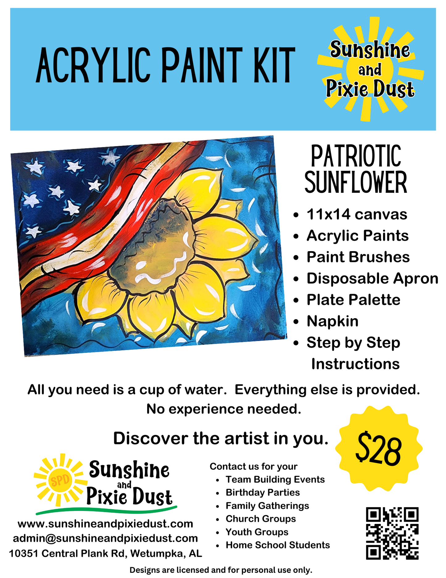 Patriotic Sunflower Acrylic Paint Kit