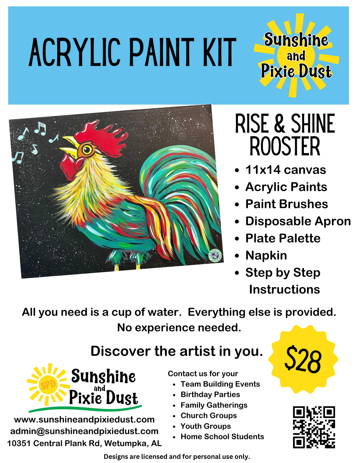 Rise and Shine Rooster Acrylic Paint Kit