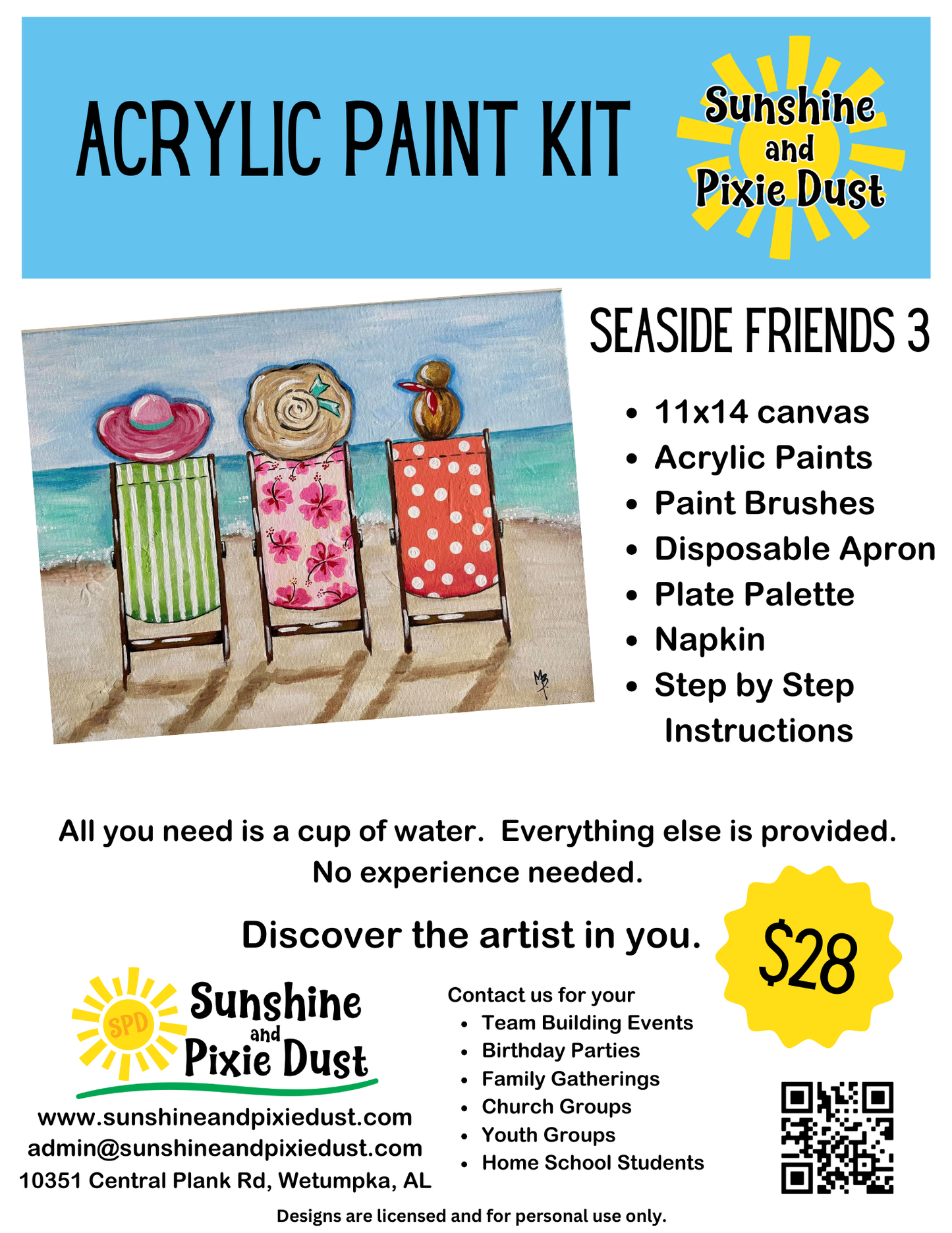 Seaside Friends 3 Acrylic Paint Kit