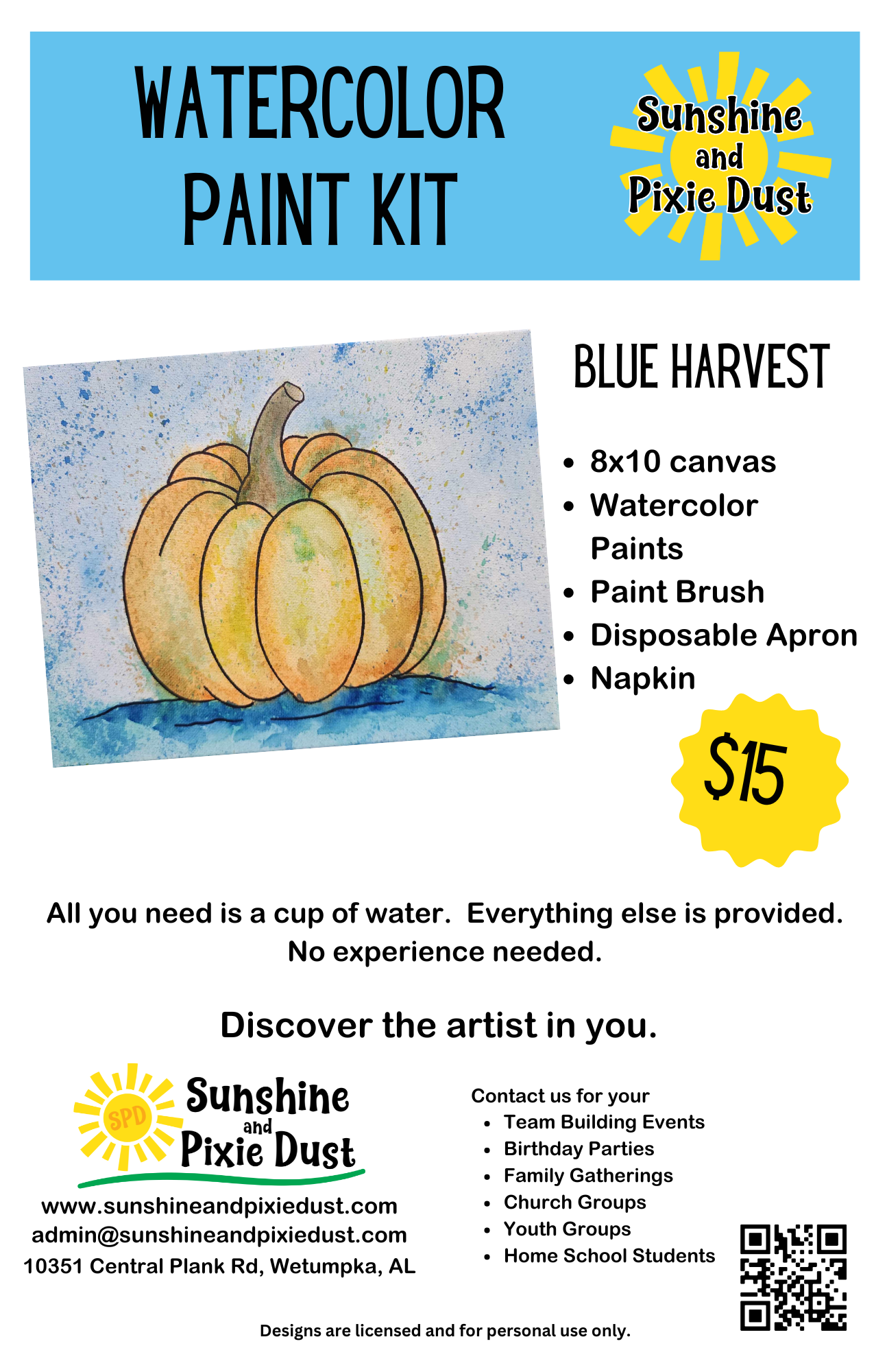 Blue Harvest Watercolor Paint Kit