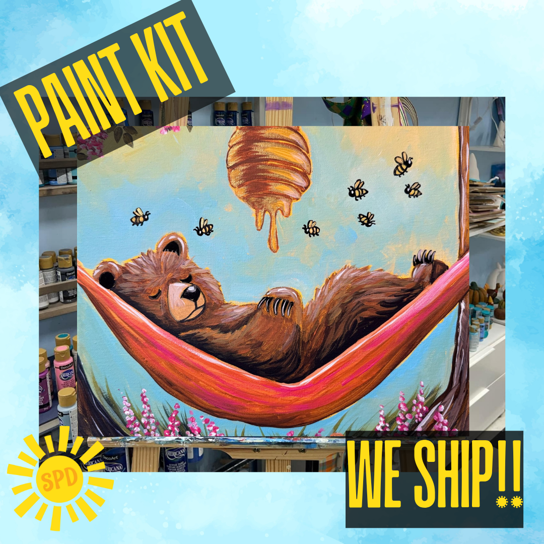 Beary Sleepy Paint Kit – Pre-Drawn Canvas | DIY Paint Kit for All Ages | Easy At-Home Activity | Art Gift