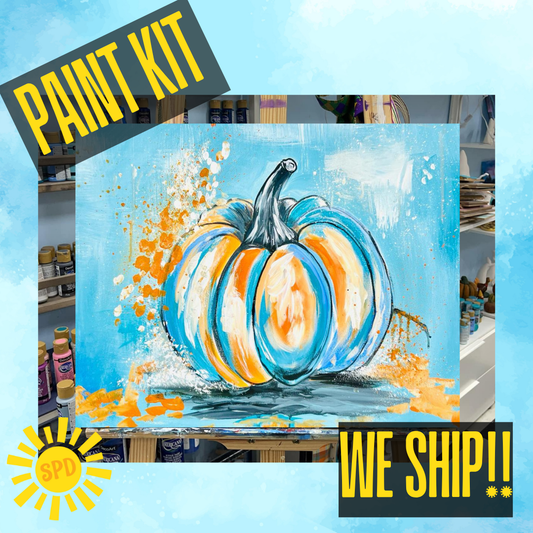 Blue Harvest Paint Kit – Pre-Drawn Canvas | DIY Paint Kit for All Ages | Easy At-Home Activity | Art Gift
