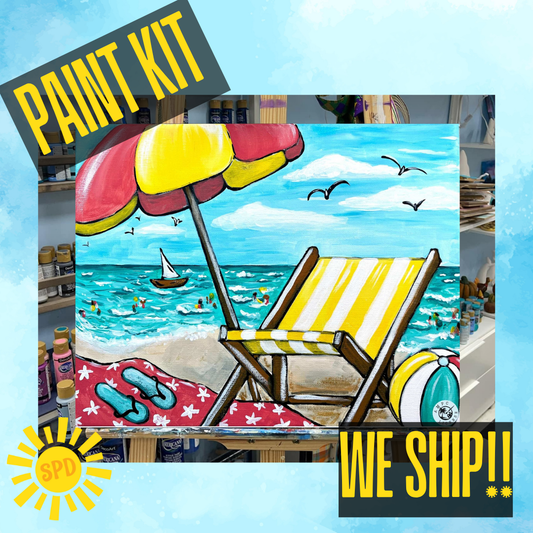 Fun in the Sun Paint Kit – DIY Art Set All Ages, Traced Canvas, Brushes & Instructions, Quality Craft Project Gift