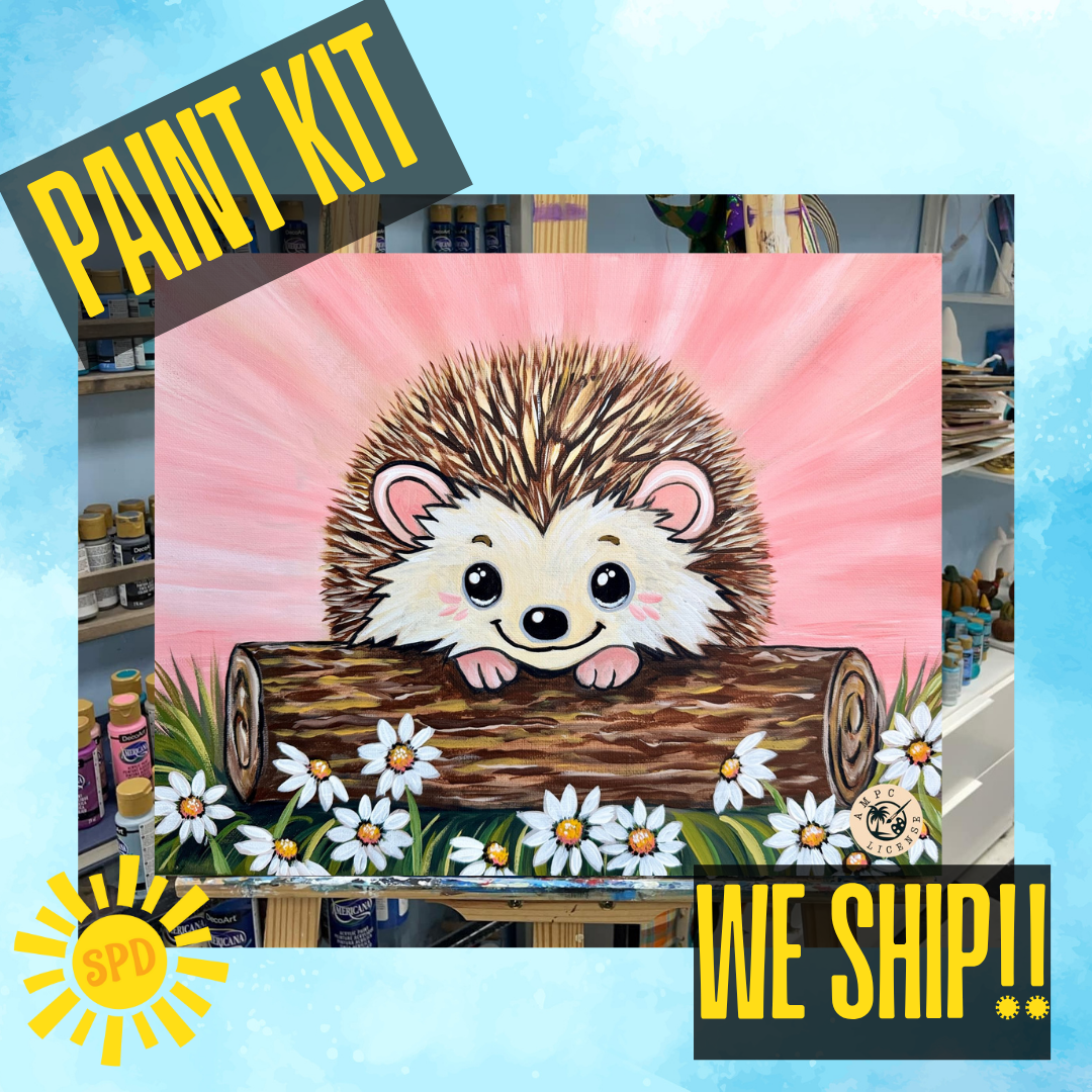 Happy Hedgie Paint Kit – Pre-Drawn Canvas | DIY Paint Kit for All Ages | Easy At-Home Activity | Art Gift