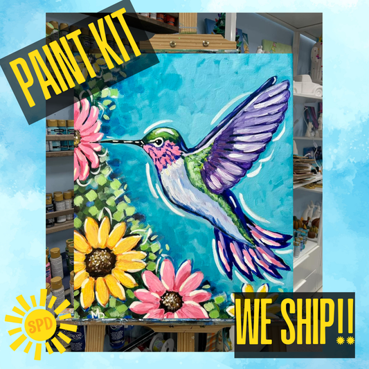 Hummer Garden Paint Kit – Pre-Drawn Canvas | DIY Paint Kit for All Ages | Easy At-Home Activity | Art Gift