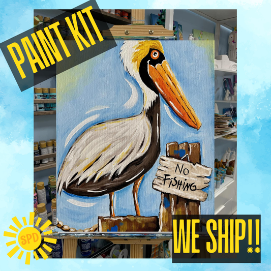 Mr. Pelican Paint Kit  – Pre-Drawn Canvas | DIY Paint Kit for All Ages | Easy At-Home Activity | Art Gift