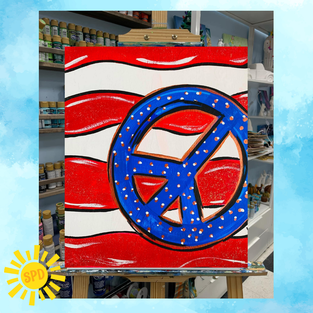 Patriotic Peace 11x14 Canvas Paint Kit – DIY Art Set All Ages, Traced Canvas, Brushes & Instructions, Quality Craft Project Gift