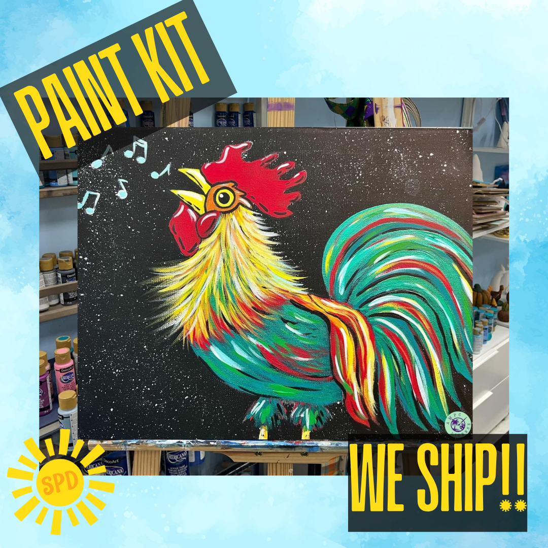 Rise and Shine Rooster Paint Kit – Pre-Drawn Canvas | DIY Paint Kit for All Ages | Easy At-Home Activity | Art Gift