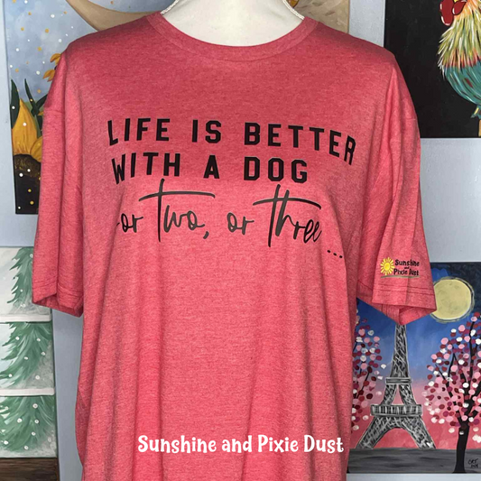 Life is Better with dogs Heather Red T-Shirt, Soft Style, Unisex Fit