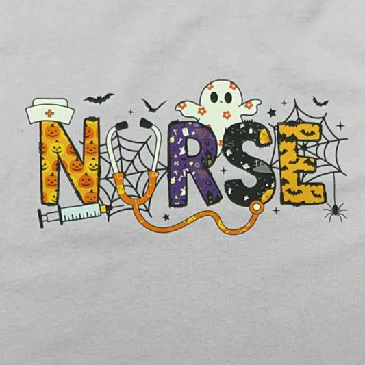 Halloween Nurse T-Shirt | Funny Medical Fall Tee | Ghost Pumpkin Stethoscope Design