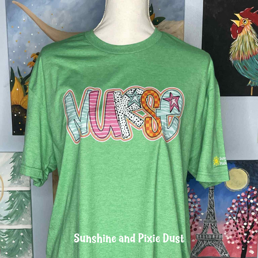 Nurse Star Heather Green T-Shirt, Soft Style, Unisex Fit