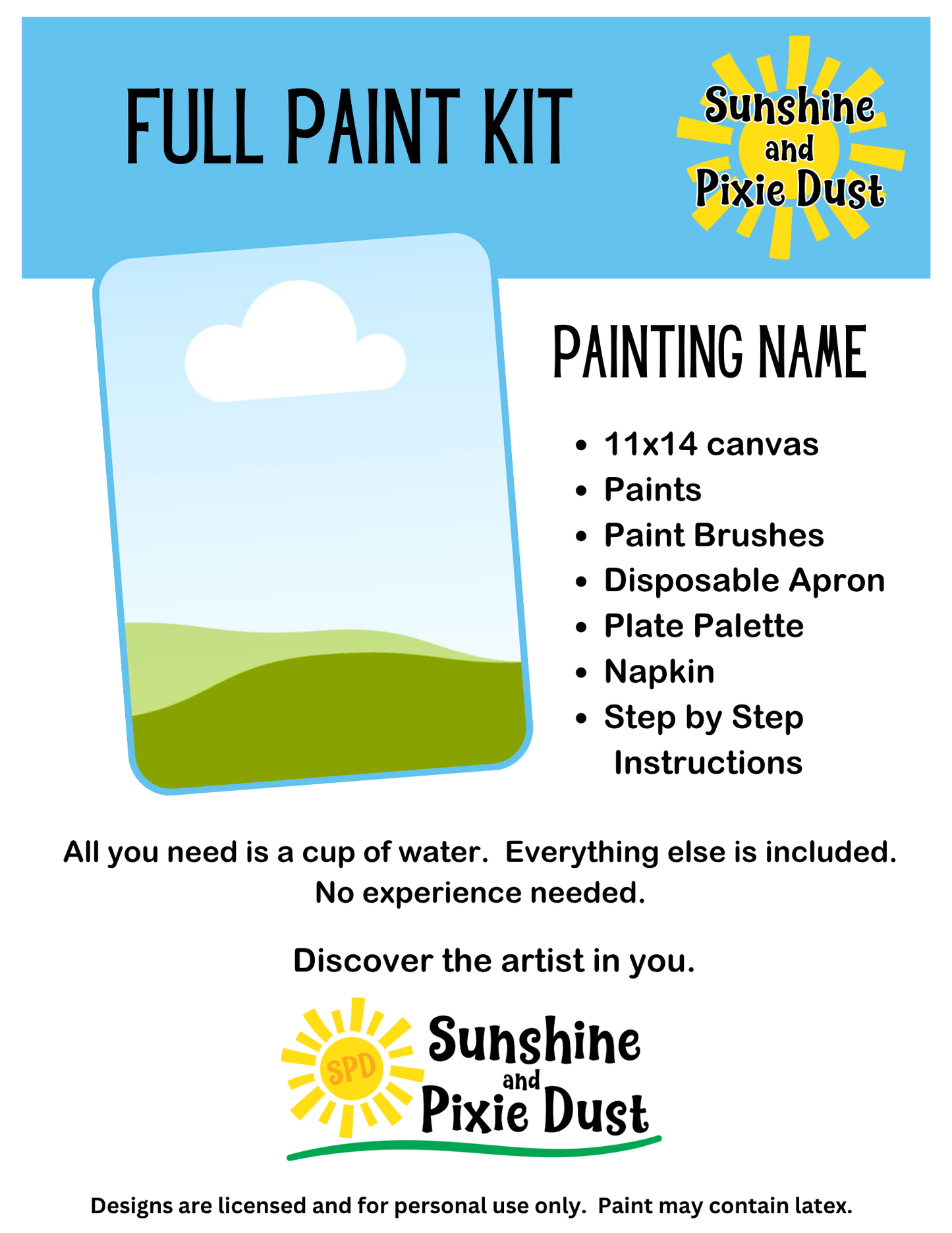 Hay There 11x14 Canvas Paint Kit – DIY Art Set All Ages, Traced Canvas, Brushes & Instructions, Quality Craft Project Gift