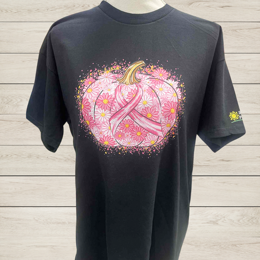 Pink Ribbon Pumpkin Shirt – Breast Cancer Awareness Floral Pumpkin Tee, October Pink Ribbon Support Shirt