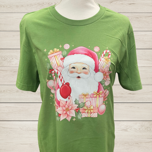 Pink Santa Christmas T-Shirt • Cute Retro Santa Gifts Tee • Whimsical Holiday Graphic Shirt