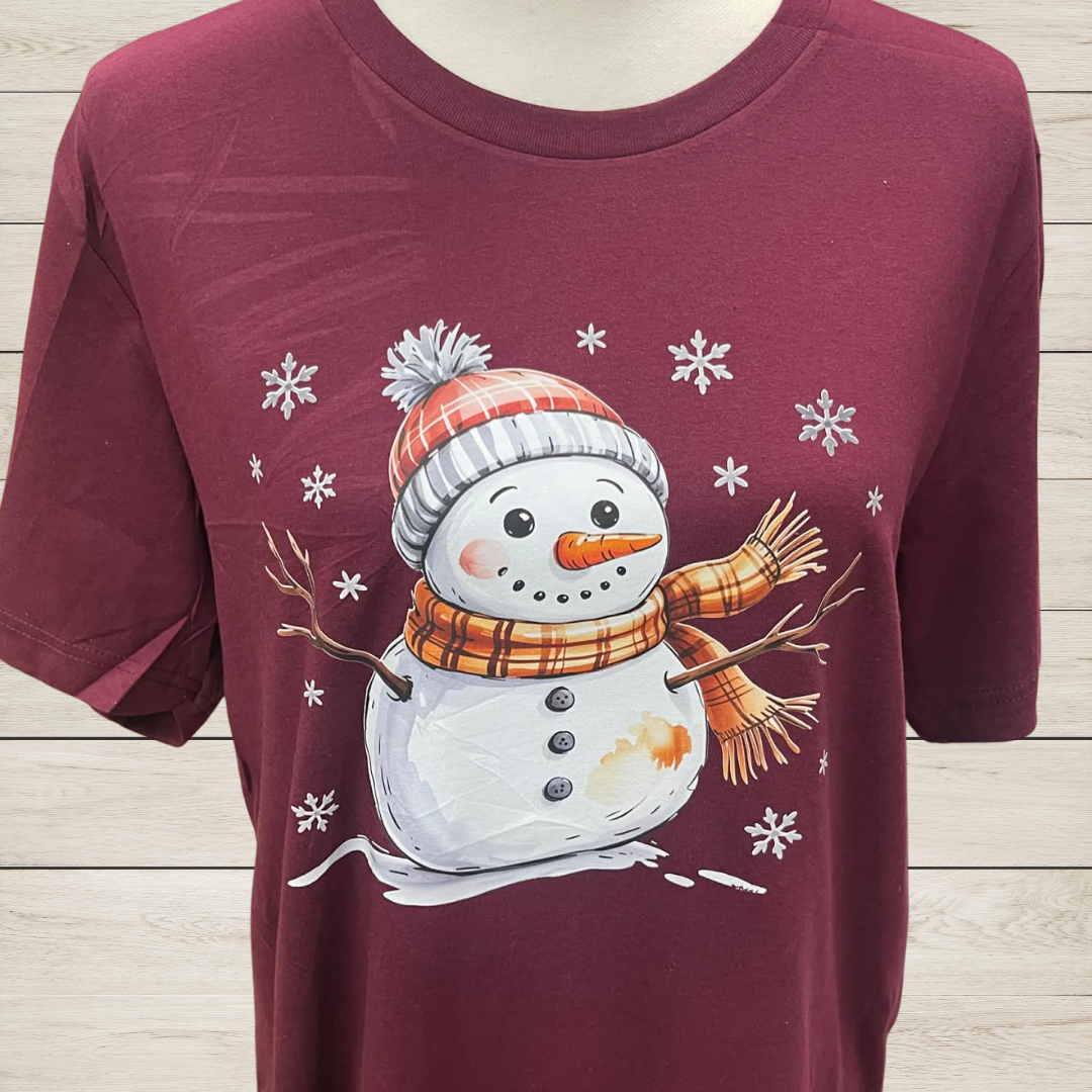Cozy Winter Snowman T-Shirt • Cute Holiday Snowman Graphic Tee • Christmas Snow Day Shirt