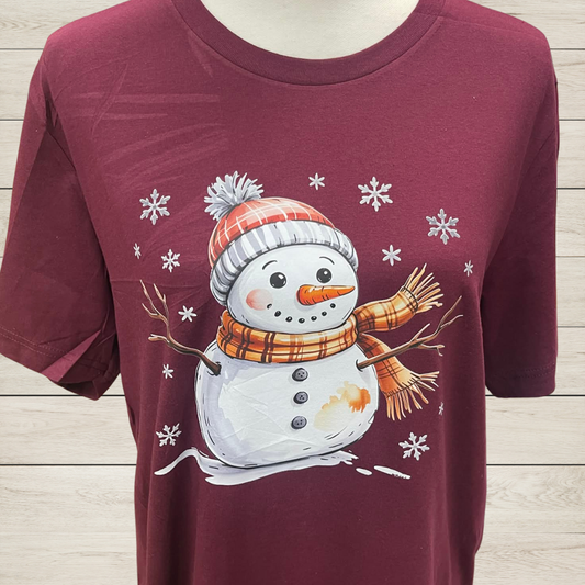 Cozy Winter Snowman T-Shirt • Cute Holiday Snowman Graphic Tee • Christmas Snow Day Shirt
