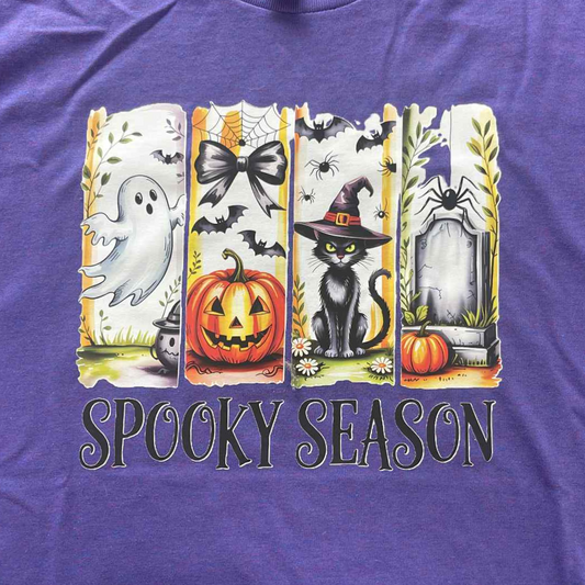 Spooky Season Witchy Whimsy Edition T-Shirt | Halloween Tee | Witchy Cat, Pumpkin, Ghost, Graveyard