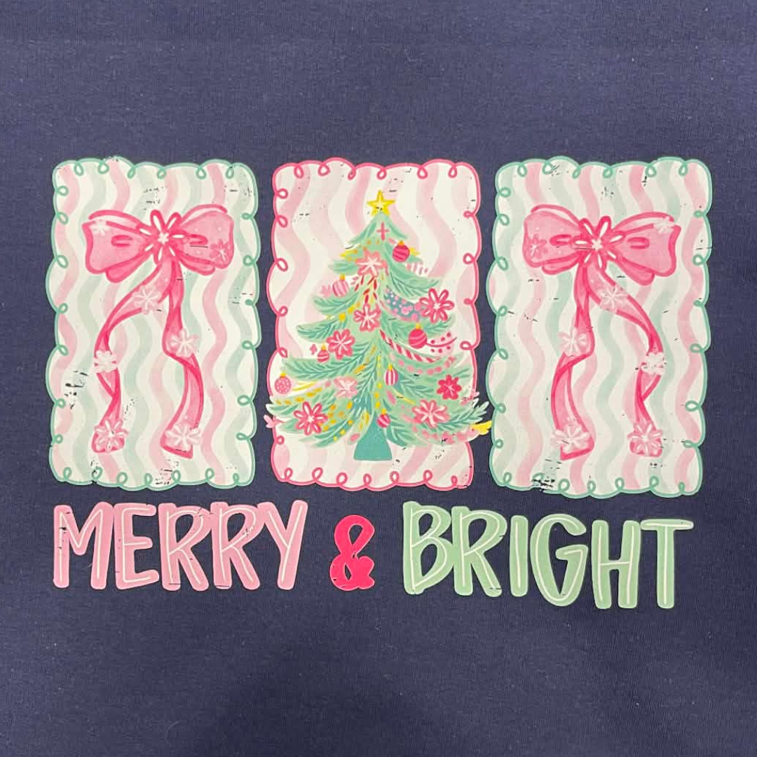 Merry & Bright Christmas Sweatshirt | Festive Holiday Crewneck | Cute Christmas Graphic Sweatshirt | Cozy Winter Apparel | Holiday Gift