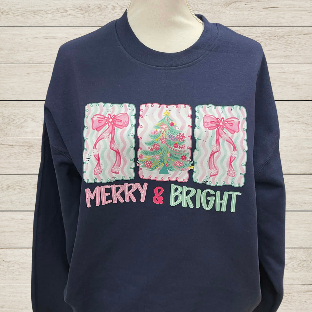 Merry & Bright Christmas Sweatshirt | Festive Holiday Crewneck | Cute Christmas Graphic Sweatshirt | Cozy Winter Apparel | Holiday Gift