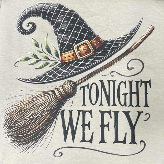 Tonight We Fly Witch Hat and Broom T-Shirt – Halloween Shirt – Sunshine and Pixie Dust Original Tee