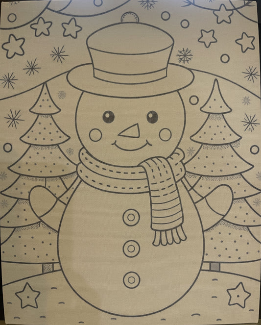 Snowman 8x10 Canvas Board Paint Kit - DIY Art Set All Ages, Traced Design, Paint & Brush, Quality Craft Project Gift