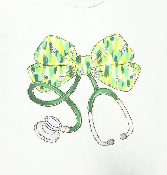 St. Patrick’s Day Nurse Shirt – Lucky Shamrock Stethoscope Bow Tee – RN Gift – Medical Holiday Shirt – St. Paddy’s Day Healthcare Apparel