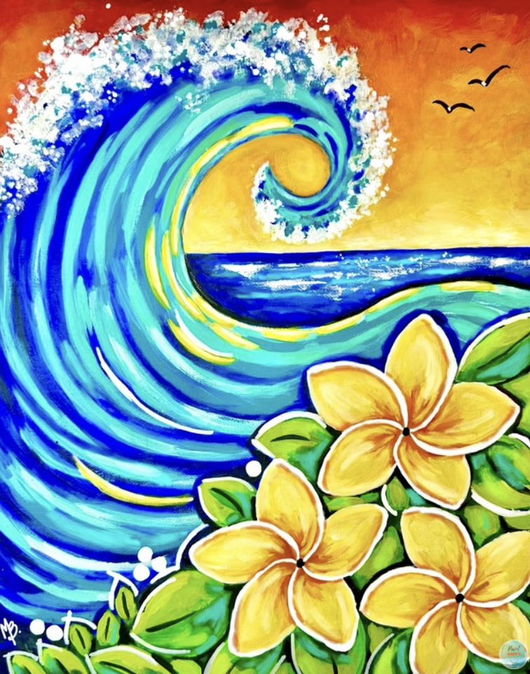 The Wave 11x14 Canvas Paint Kit – DIY Art Set All Ages, Traced Canvas, Brushes & Instructions, Quality Craft Project Gift