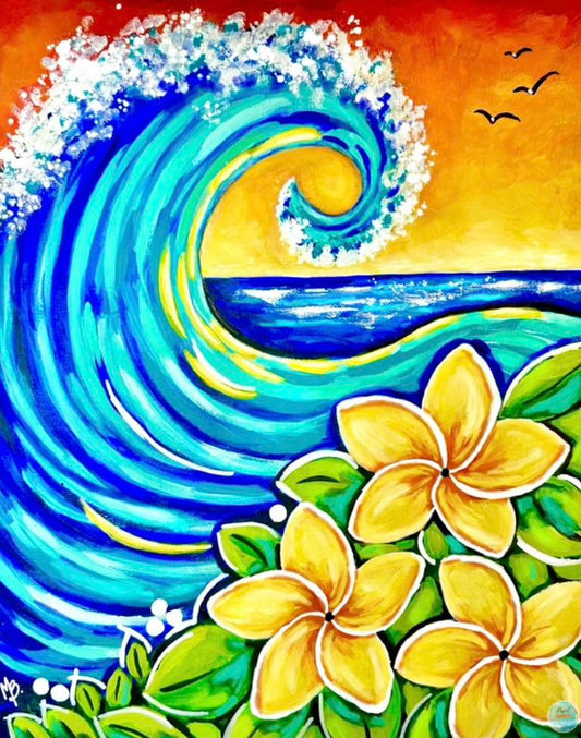 The Wave 11x14 Canvas Paint Kit – DIY Art Set All Ages, Traced Canvas, Brushes & Instructions, Quality Craft Project Gift