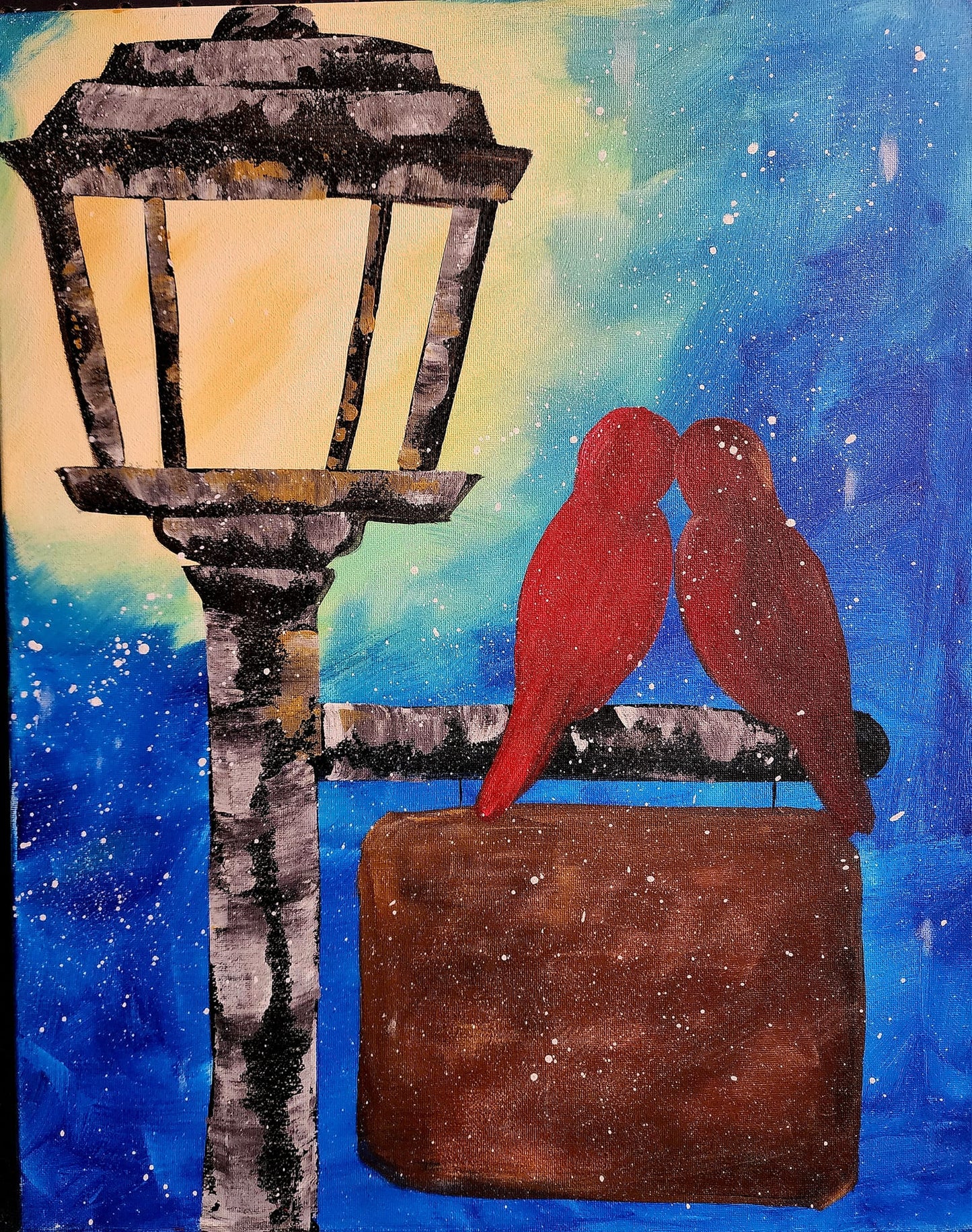 Vintage Lamppost 11x14 Canvas Paint Kit – DIY Art Set All Ages, Traced Canvas, Brushes & Instructions, Quality Craft Project Gift