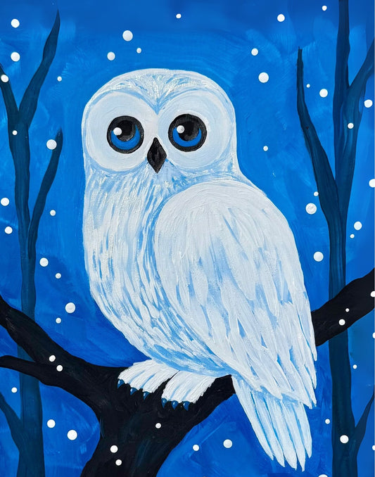 Winter Hoot 11x14 Canvas Paint Kit – DIY Art Set All Ages, Traced Canvas, Brushes & Instructions, Quality Craft Project Gift